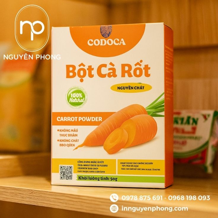 Mẫu hộp giấy đựng bột cà rốt nổi bật 